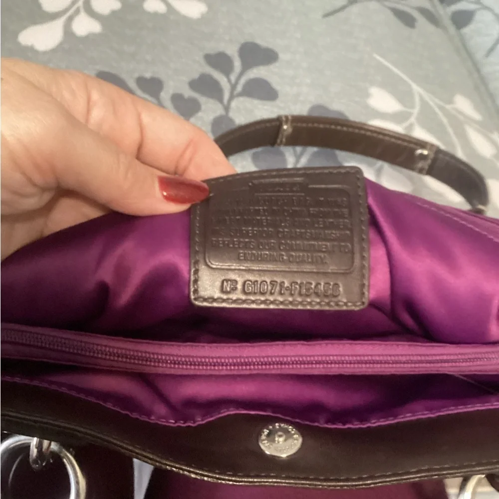 Coach F15456 Plaid Wool Leather Trim Satchel Brown Multicolor Fall Bag